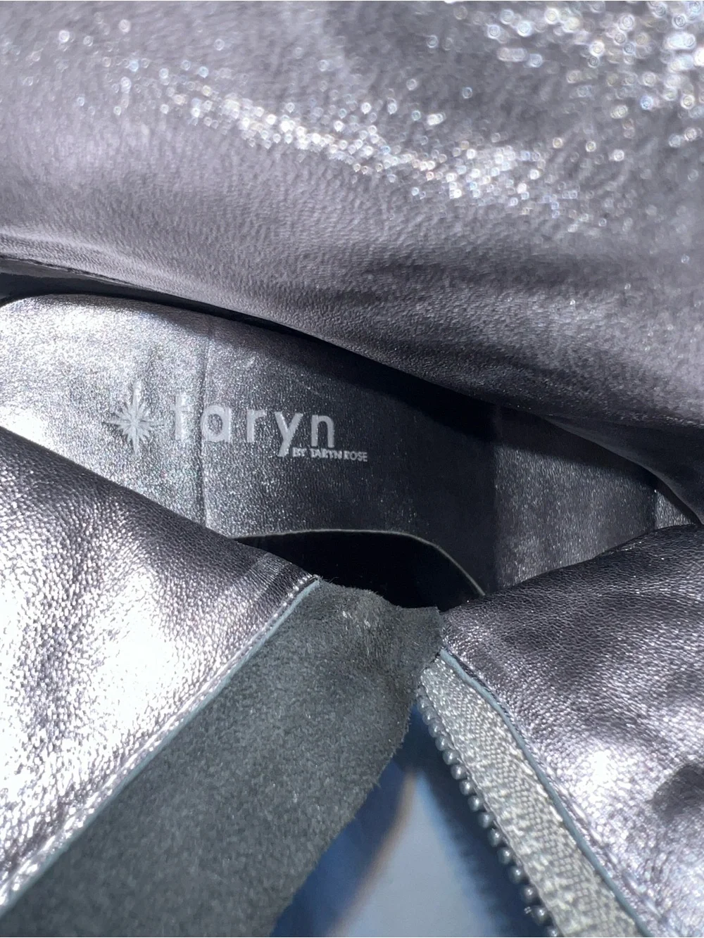 Taryn Rose Quilted Gray Suede and Black Leather Over-the-Knee Boots